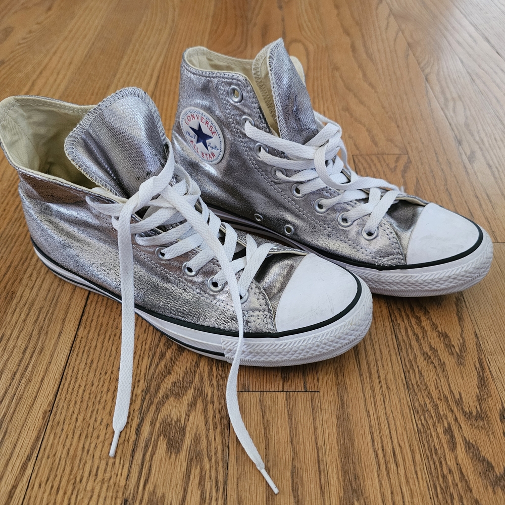 Converse Silver High-Top Sneakers Size 9